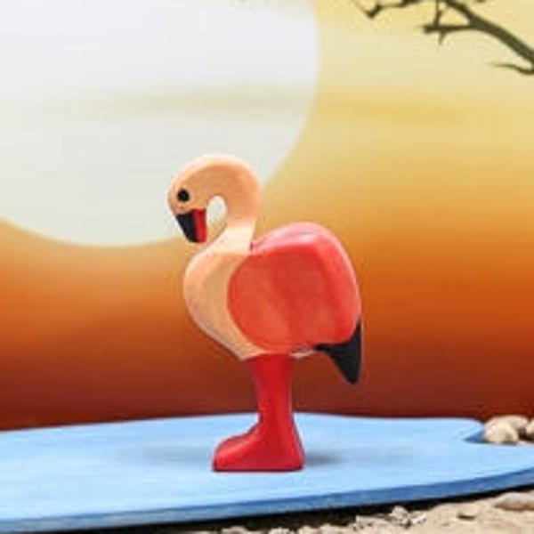 Wooden Flamingo Bird Toy, Flamingo Toy Bird, Flamingo figurine