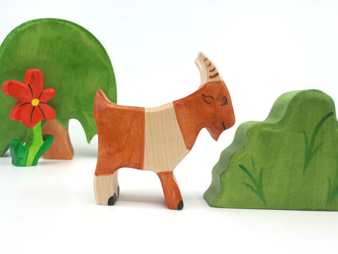Wooden Goat Toy, Goat Figurine, Wooden Farm Toy, Toy Animals, Toys for