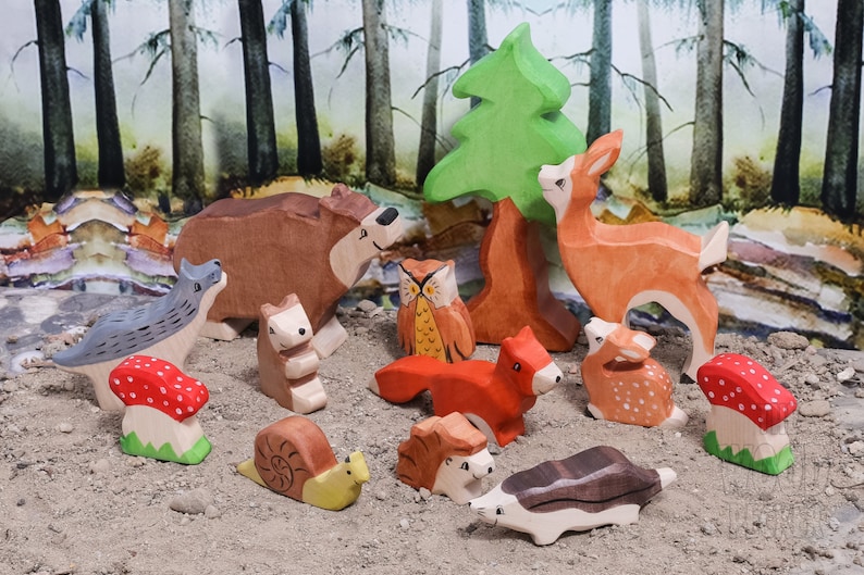 BIG SET Forest Animals Waldorf Toys Animal Toys Toddler - Etsy