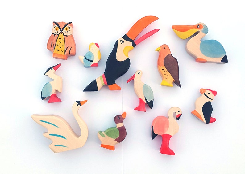 Wooden Birds Set Bird Toys Etsy