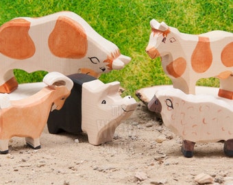 BIG Wooden Farm Toys, Waldorf FARM Animals Set