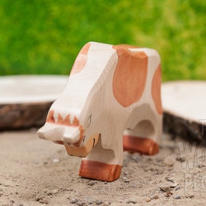 Waldorf Wooden Ox Toy, Bio Toy, Animals, farm bull, Handmade, Wooden Bull, wood Beef, Toys for Kids, for Boys and Girls, Birthday present image 2