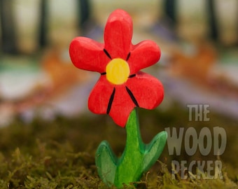 Red Flower Toy, Wooden Flower