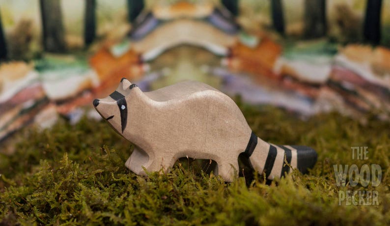 Organic Toy Ecofriendly toys Raccoon Toy learning toys Baby shower Wooden Toy Waldorf Toys Wooden Animal Natural toy montessori toy