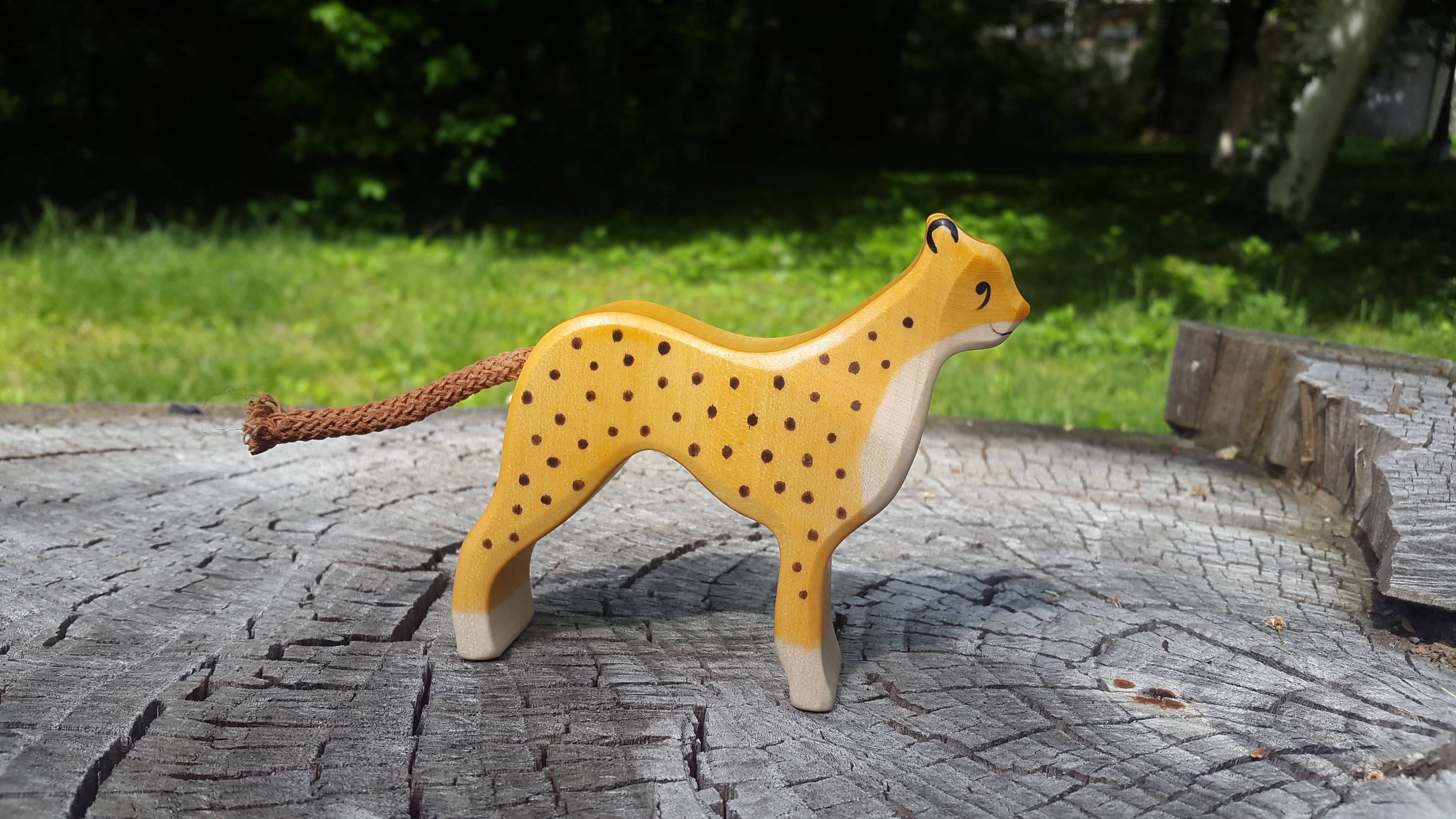 Cheetah Figurine Wooden Toy Waldorf Bio Toy Animals Zoo Etsy UK