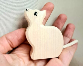 Chat blanc, chat en bois, chat siamois, figurine de chat blanc