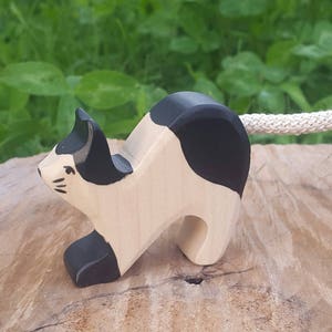 Waldorf wooden toy, Wooden cat toy, wooden animals, wooden toys, waldorf toys, baby shower, toys for toddlers, natural toy, cat figurine image 1