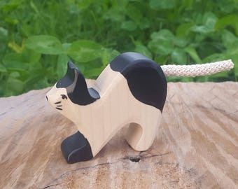 Waldorf wooden toy, Wooden cat  toy, wooden animals, wooden toys, waldorf toys, baby shower,  toys for toddlers, natural toy, cat figurine