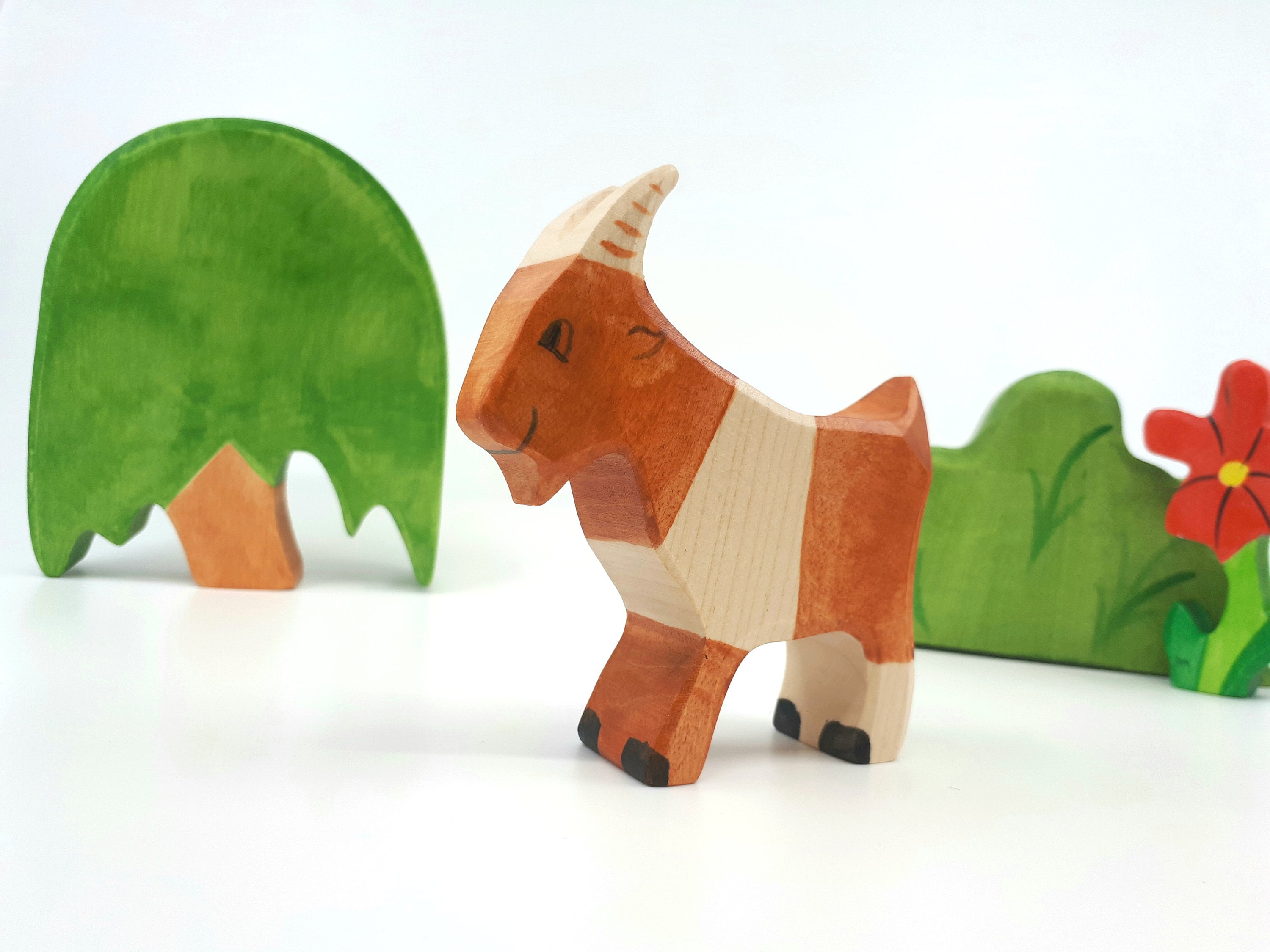 Wooden Goat Toy Goat Figurine Wooden Farm Toy Toy Animals Etsy