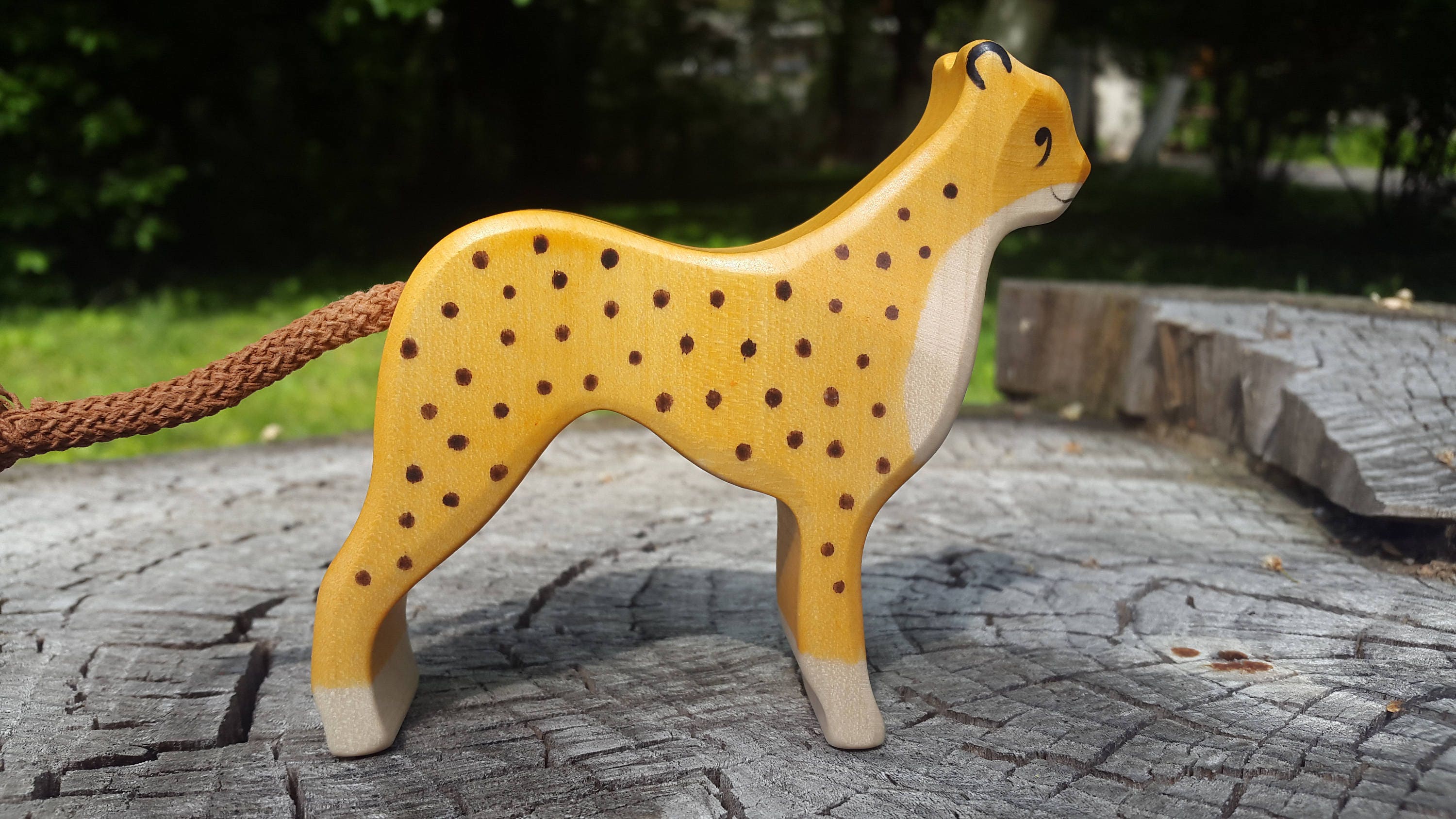Cheetah Figurine Wooden Toy Waldorf Bio Toy Animals Zoo Etsy UK