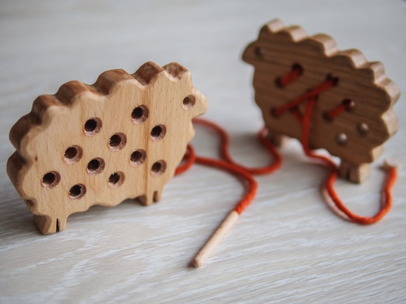 Wooden Lacing Toy Montessori Toy Educational Toy Sewing Etsy