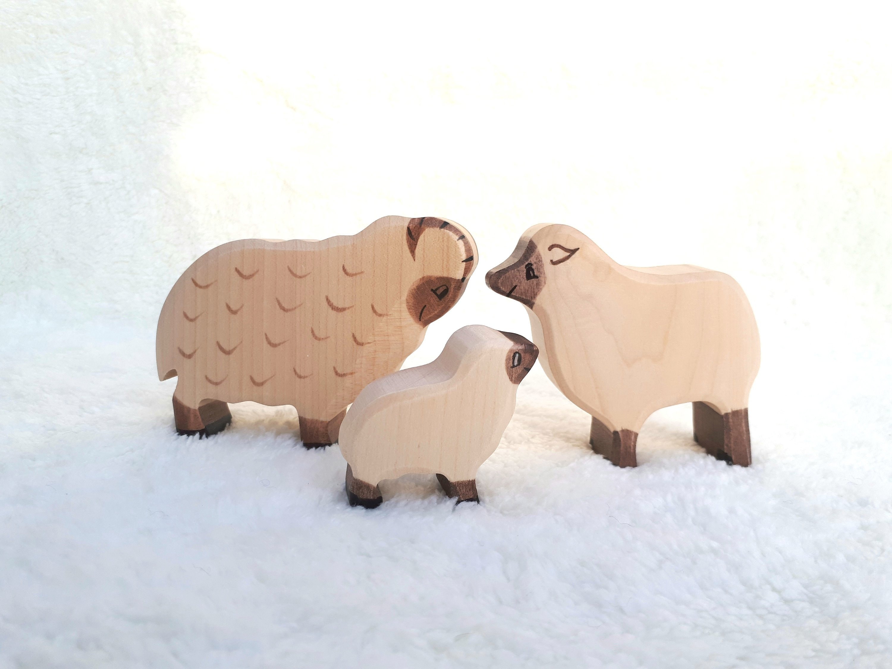 Wooden Family Sheep Wooden Lamb Farm Animals Toys Etsy