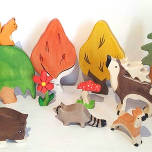 Waldorf wooden toys, Wooden animals, Woodland toys, Organic toys, Play set for kids, Waldorf toys, wooden toys, Toddler toy, Forest animals image 3