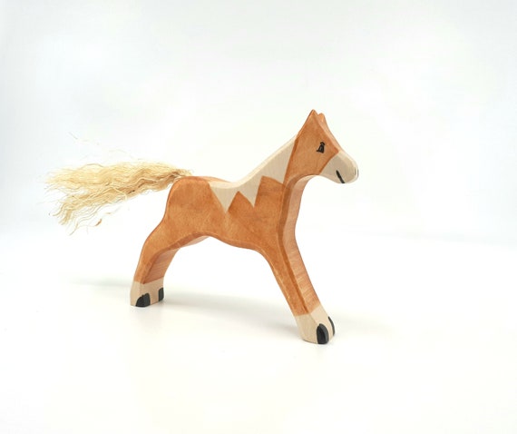 Cheval, figurine animal de la ferme, jouet en bois ostheimer