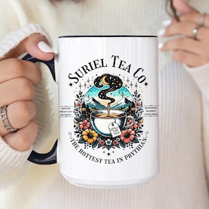 Suriel Tea Company Mug, ACOTAR Coffee Cup, Two Tone 15 oz Colorful Mug, Book Lover Gift, Spill the Tea Mug, SJM Mug, Bookish Coffee Mug