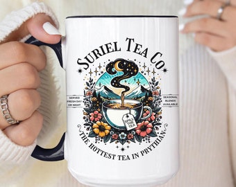 Suriel Tea Company Mug, ACOTAR Coffee Cup, Two Tone 15 oz Colorful Mug, Book Lover Gift, Spill the Tea Mug, SJM Mug, Bookish Coffee Mug