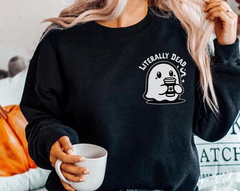 Süßer Geist Kaffee Halloween Sweatshirt, Gruselige Saison Rundhalsausschnitt