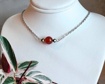 Crystal Choker Custom Necklace • Healing Gemstone Necklaces • Simple Crystal Chain Choker • Handmade Jewelry • Dainty Crystal Bead Choker •