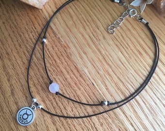 Zodiac Sign Choker • Zodiac Crystal Birthstone Reversible Double Choker Necklace! • Astrology Signs Necklace • Sun Moon and Rising Jewelry •