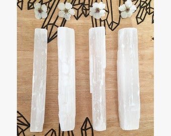 Varita de cristal de selenita - Varita de selenita en bruto, pequeña o grande