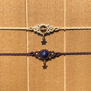 Star - Healing Crystal Macrame Choker, boho hippie choker necklace, natural crystal jewelry, macrame jewelry, customizable choker