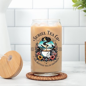 Suriel Tea Co Glass Cup, ACOTAR Suriel Tea Mug, Suriel Tumbler Sipper Glass, Court Of Thorns and Roses Cup, Velaris Cup, SJM Bookish Cup