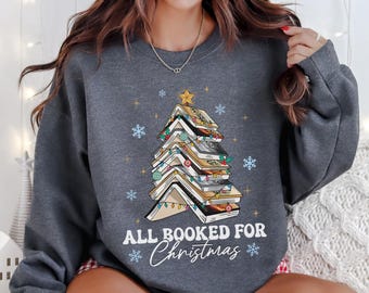 Sudadera navideña Fourth Wing, suéter navideño Book Tree