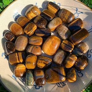 Tigers Eye Tumbled Stones! Small Tigers Eye Stones, Tigers Eye Tumbles, Crystals for Strength and Protection, Creativity Healing Stones