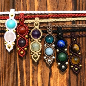 Duality - Healing Crystal Macrame 【NECKLACE】, boho hippie choker necklace, natural genuine jewelry, bohemian jewelry, customizable necklace