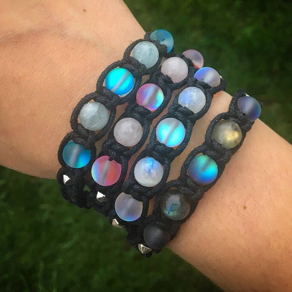 Crystal Aura Shamballa Bracelets! Custom Shamballa Bracelet. Healing Gemstone Bracelets. Customizable with 20 crystals to choose from!