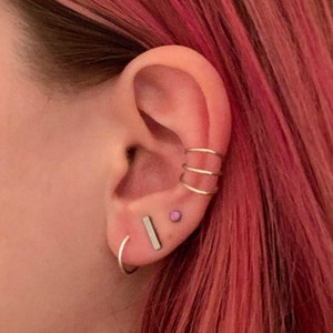 Ear Cuffs Set of 2 • Wire Wrapped 3 Hoop Piercing Look! • NO piercing Ear Cuff • Cartilage/Conch Ear Cuff