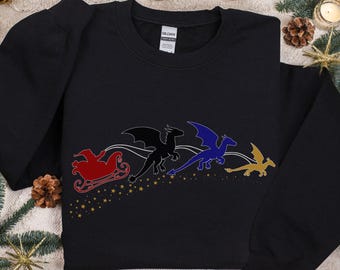 Sudadera navideña Fourth Wing, trineo de dragón, suéter de fantasía literaria