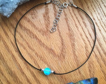 Aura Quartz Customizable Choker Necklaces • Mystic Aura Bead Choker • Minimalist Jewelry • Faerie Core Jewelry •