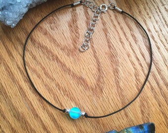 Aura Quartz Bead Choker Necklace • Customizable Minimalist Jewelry