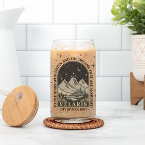Velaris Glastasse, ACOTAR City of Starlight Eiskaffeetasse, Starfall 16 Unzen Sipper, Ein Gericht der Dornen und Rosen Becher, SJM Merch Geschenk