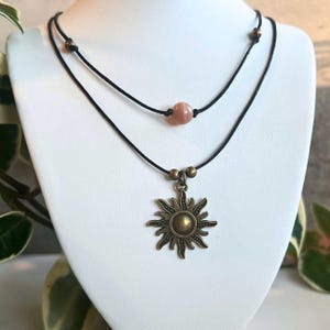 Sun Crystal Choker, Healing Crystal Sun Necklace in Brass, Gemstone Sun Choker, Summer Trendy Jewelry, Leo Astrology Zodiac Choker