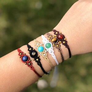 Knot - Healing Crystal Macrame BRACELET, boho hippie bracelet, natural genuine jewelry, macrame jewelry, customizable bracelet