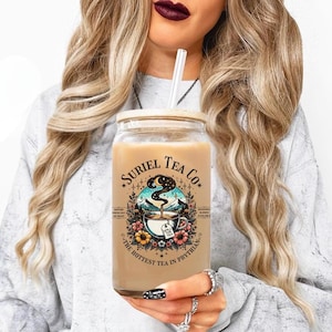 Suriel Tea Co Cup, ACOTAR 16oz Sipper Glass, Bookish Iced Coffee Cup, Sarah J. Maas Merch, Court of Thorns & Roses Gift for Book Lover