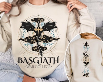 Fourth Wing Sweatshirt, Basgiath War College, Dragon Emblem, Bookish Gift