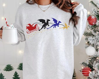 Sudadera navideña Fourth Wing, Trineo de dragón Basgiath, Suéter navideño de fantasía para amantes de los libros, Regalo acogedor para lectores y jinetes de dragones