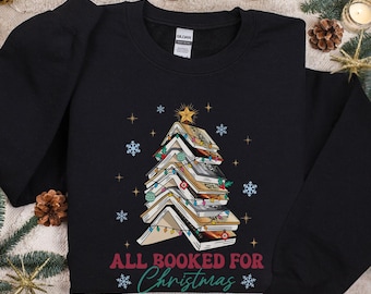Sudadera con diseño de árbol de Navidad para amantes de los libros, regalo de Fourth Wing, camiseta acogedora para las fiestas.