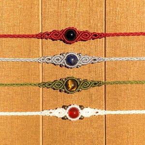 Weave - Healing Crystal Macrame CHOKER, hippie choker necklace, natural crystal jewelry, bohemian jewelry, customizable choker necklace
