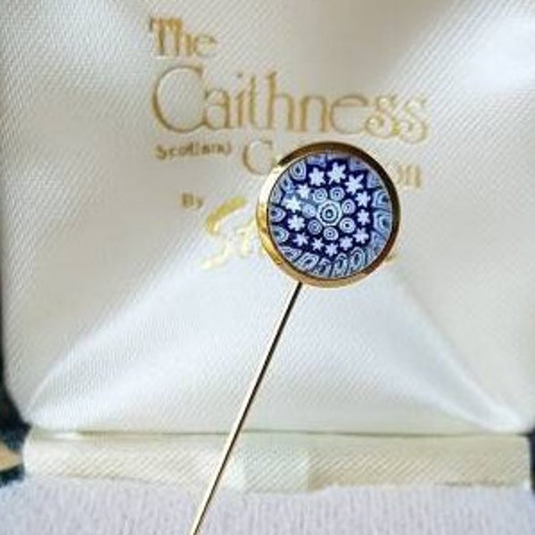 Vintage Caithness Glass Stratton Stick Pin Gold Plated Original Box