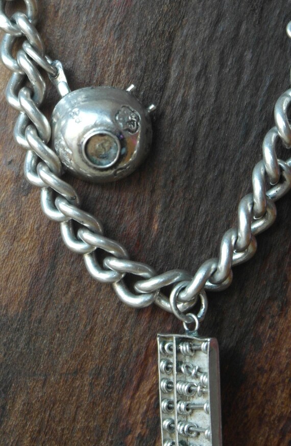 Vintage Statement Sterling Silver Charm Bracelet … - image 6