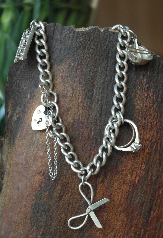 Vintage Statement Sterling Silver Charm Bracelet … - image 2