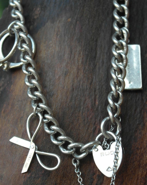 Vintage Statement Sterling Silver Charm Bracelet … - image 7