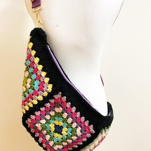 Crochet Granny Square Boho Handbag Large Size