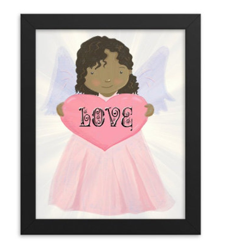 Love Angel Black Framed Poster nursery framed angel poster cute poster for crib room holy angel nursery poster divine angel poster,