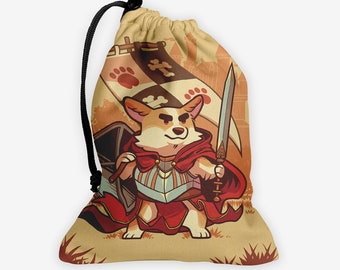 Tabletop Gaming Dice Bag | Warrior Corgi Dice Bag