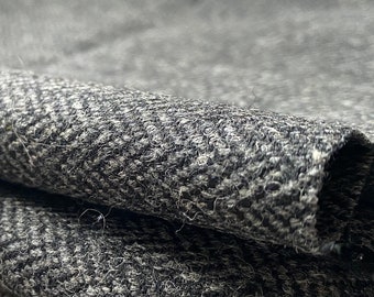 100% Wool Fabric Finest Grey Herringbone Tweed Fabric - Traditionally Woven in Scotland - Not Harris Tweed - British Wool